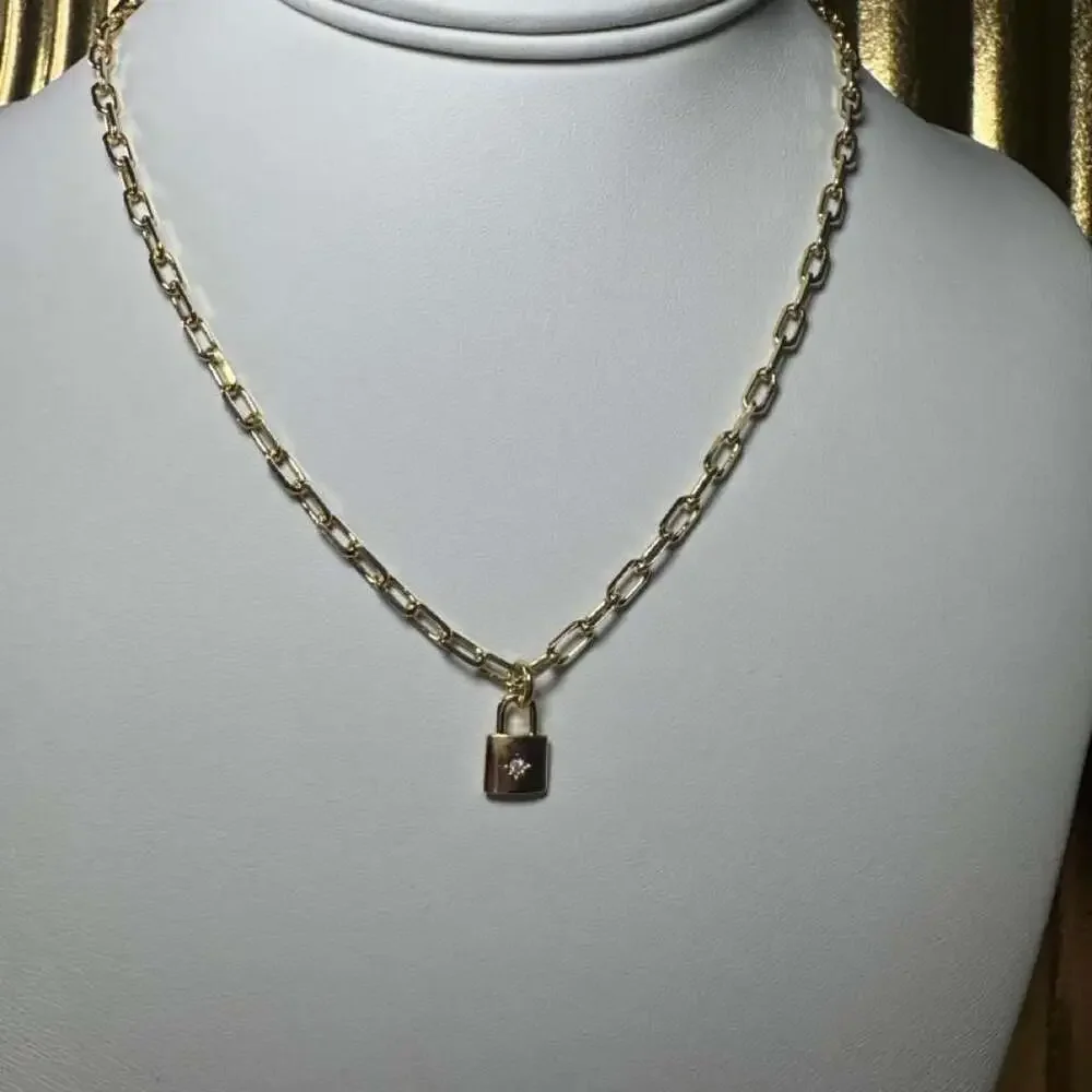 Gold Chain Necklace With Small E 32 B